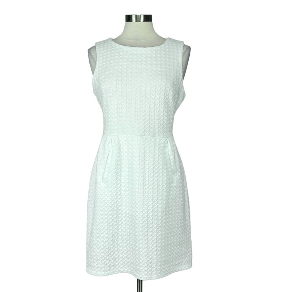 Tyler Boe White Textured Sleeveless Shift Dress with Pockets